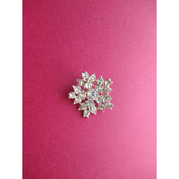 Bogoff Signed Rhinestone Brooch Silver Tone Star Snowflake - Picture 3 of 8